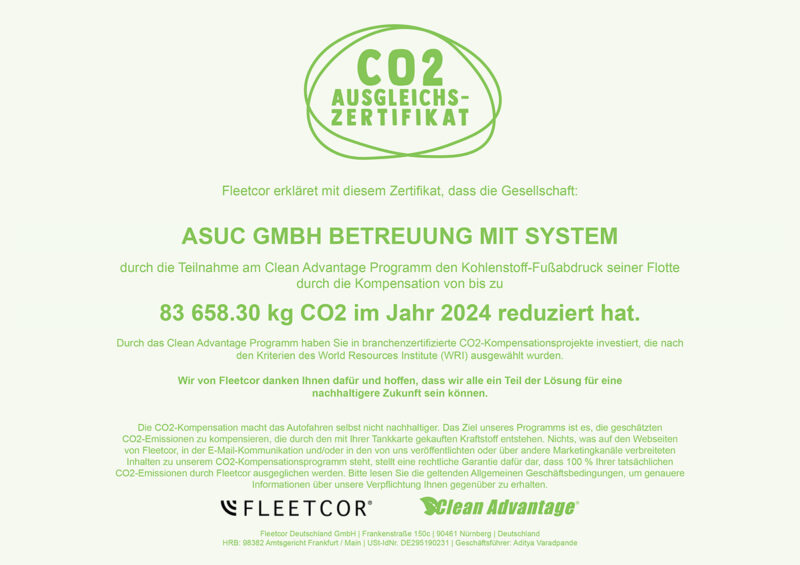 Clean Advantage®-Zertifikat 2024 - ASUC GmbH